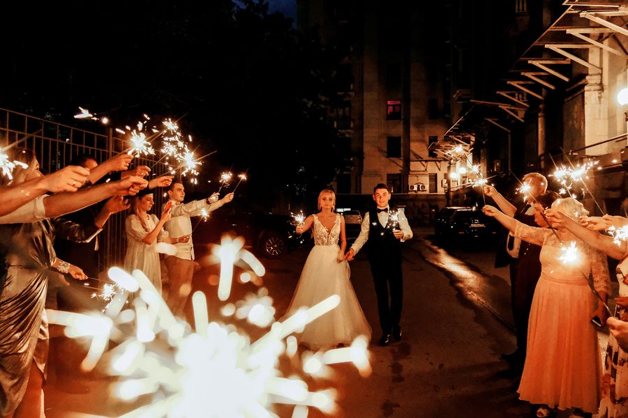 Sparkler send-off for the couple